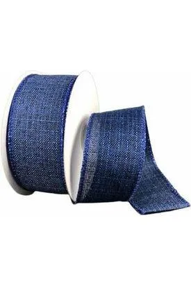 1.5" Glitter Linen Ribbon: Navy Blue (10 Yards)