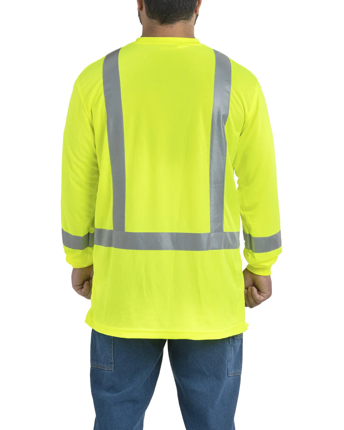 Berne Men's Hi-Vis Class 3 Performance Long Sleeve Pocket T-Shirt