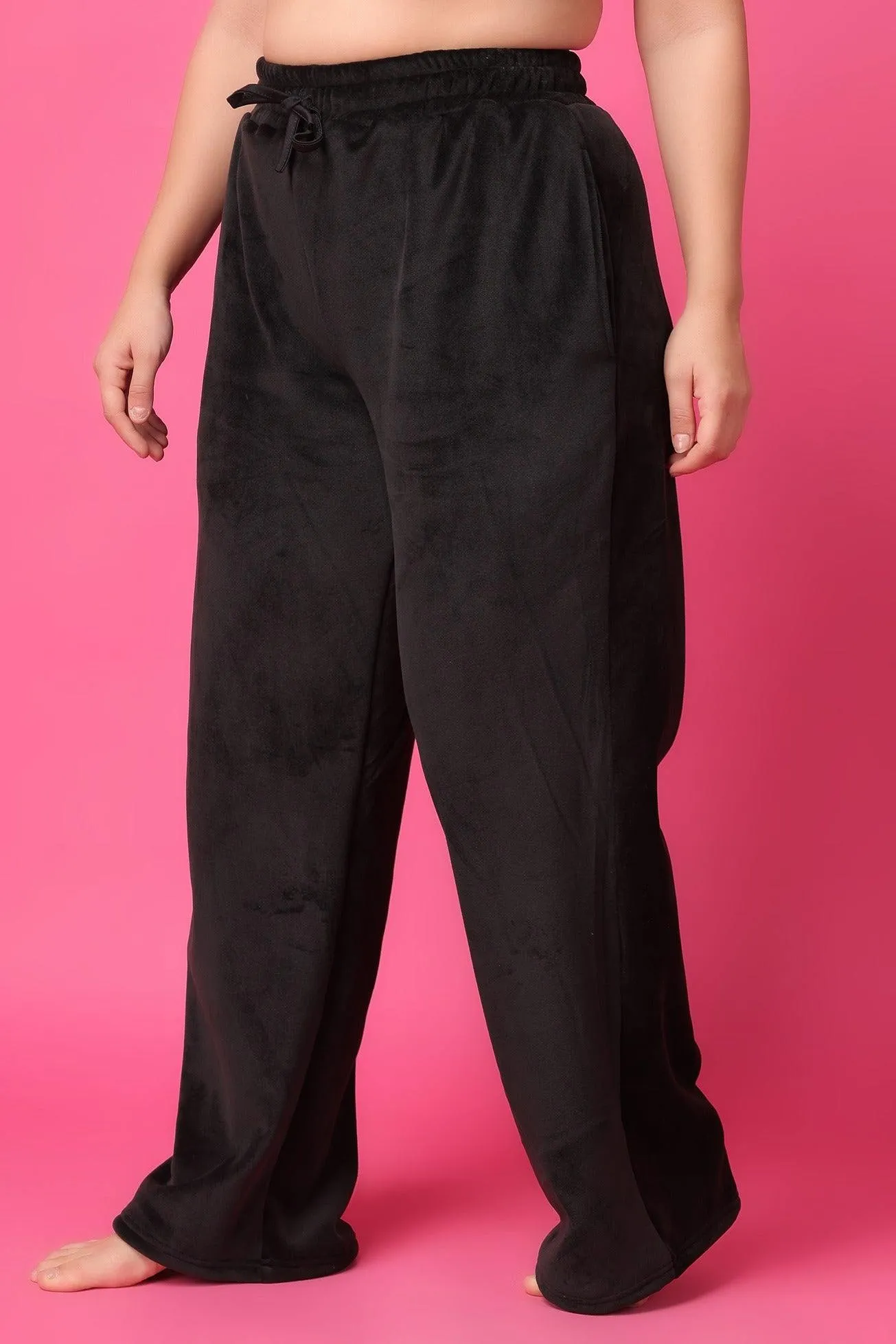 Black Solid Slip On Pyjamas