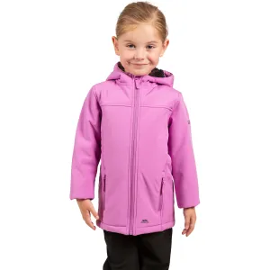 Kristen Girls' Long Hooded Softshell Jacket in Deep Pink