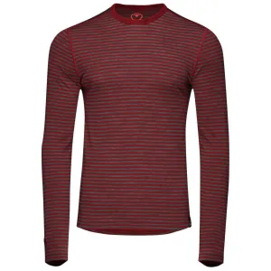 Mens Merino 180 Long Sleeve Crew (Mini Stripe Red/Smoke)