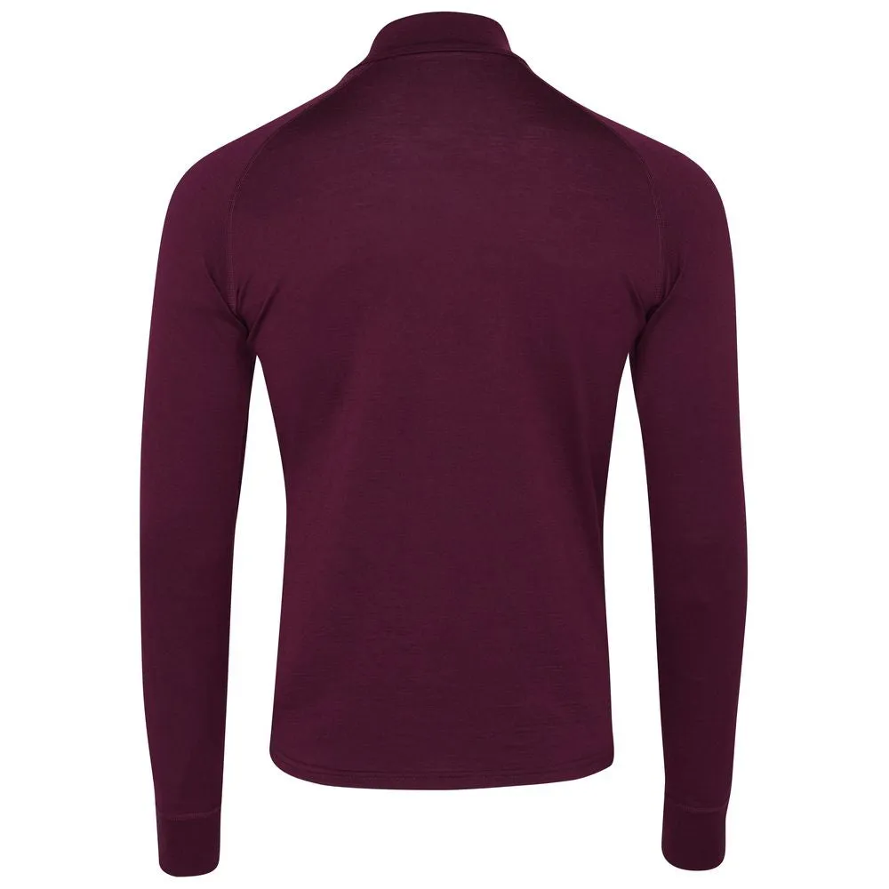 Mens Merino 200 Long Sleeve Zip Neck (Wine)