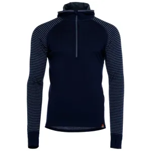 Mens Merino 200 Zip Neck Hoodie (Stripe Navy/Denim)