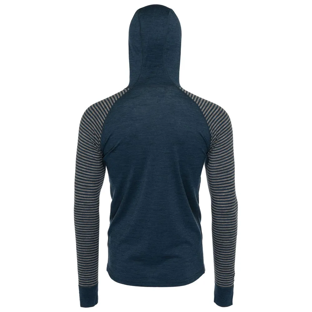 Mens Merino 200 Zip Neck Hoodie (Stripe Petrol/Charcoal)