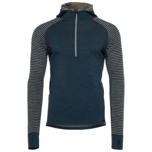 Mens Merino 200 Zip Neck Hoodie (Stripe Petrol/Charcoal)