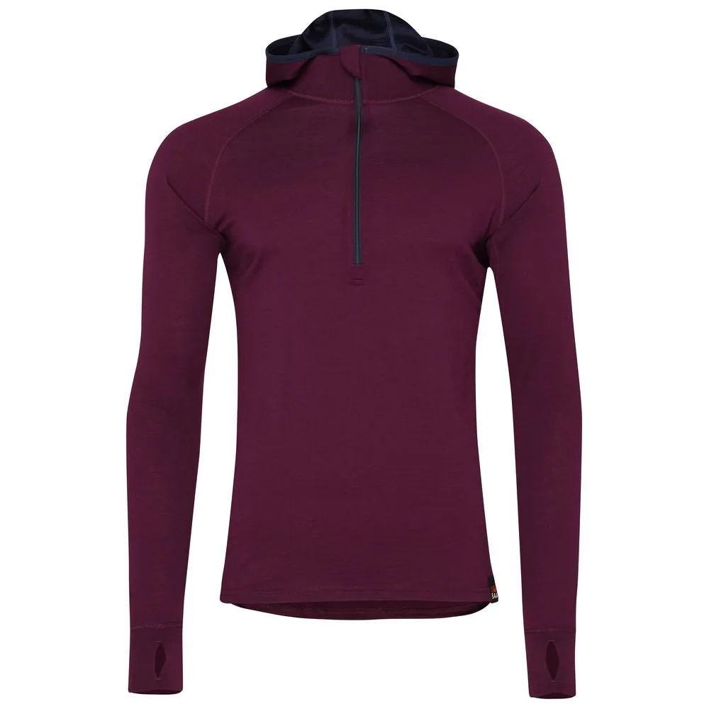 Mens Merino 200 Zip Neck Hoodie (Wine)