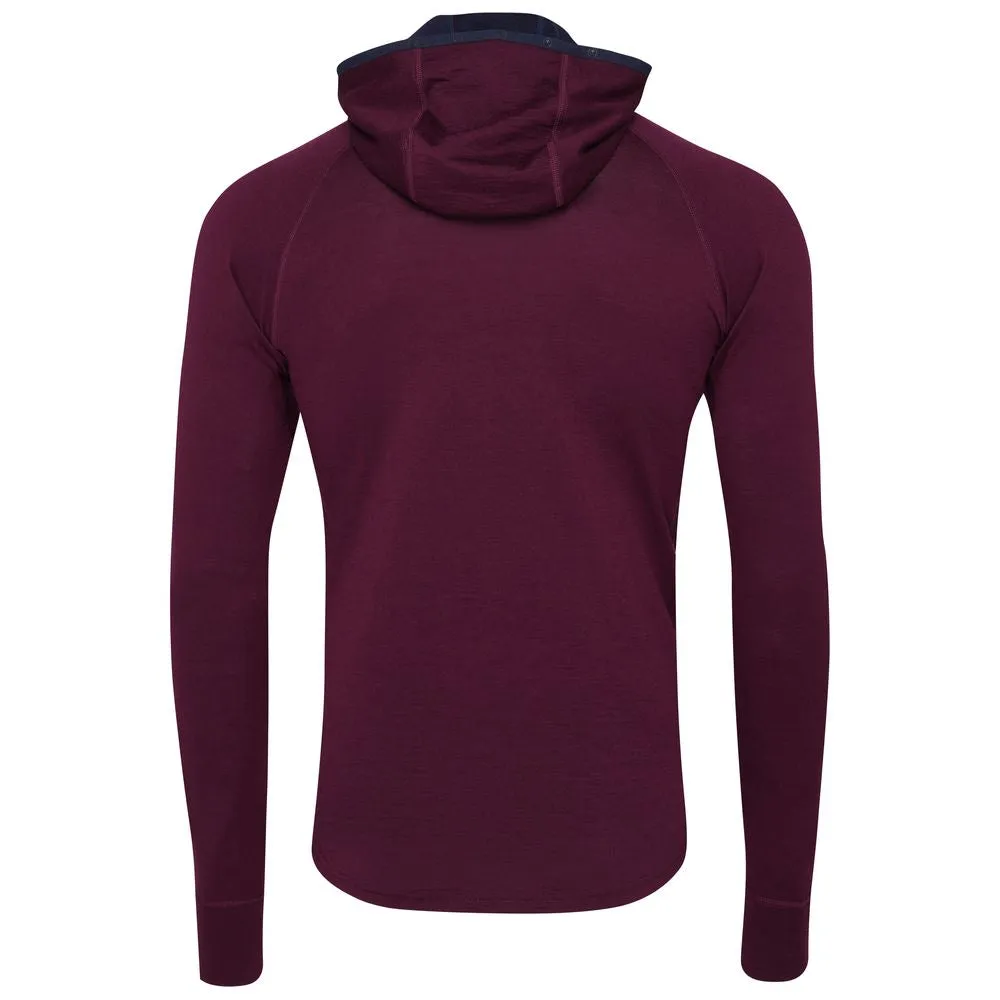 Mens Merino 200 Zip Neck Hoodie (Wine)