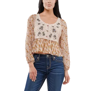 Miss Me Floral Crochet Printed Top