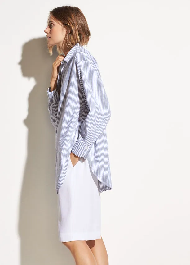 VINCE - Oversized Space Dye Stripe Shirt in Indigo