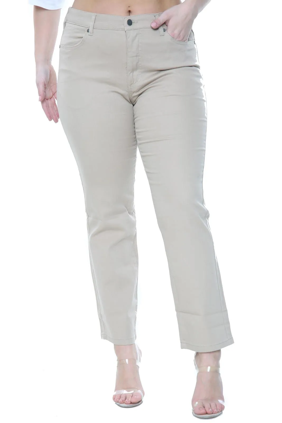 Women Cotton Stretch Pants with Elastic Waist - UK 26 X 33L