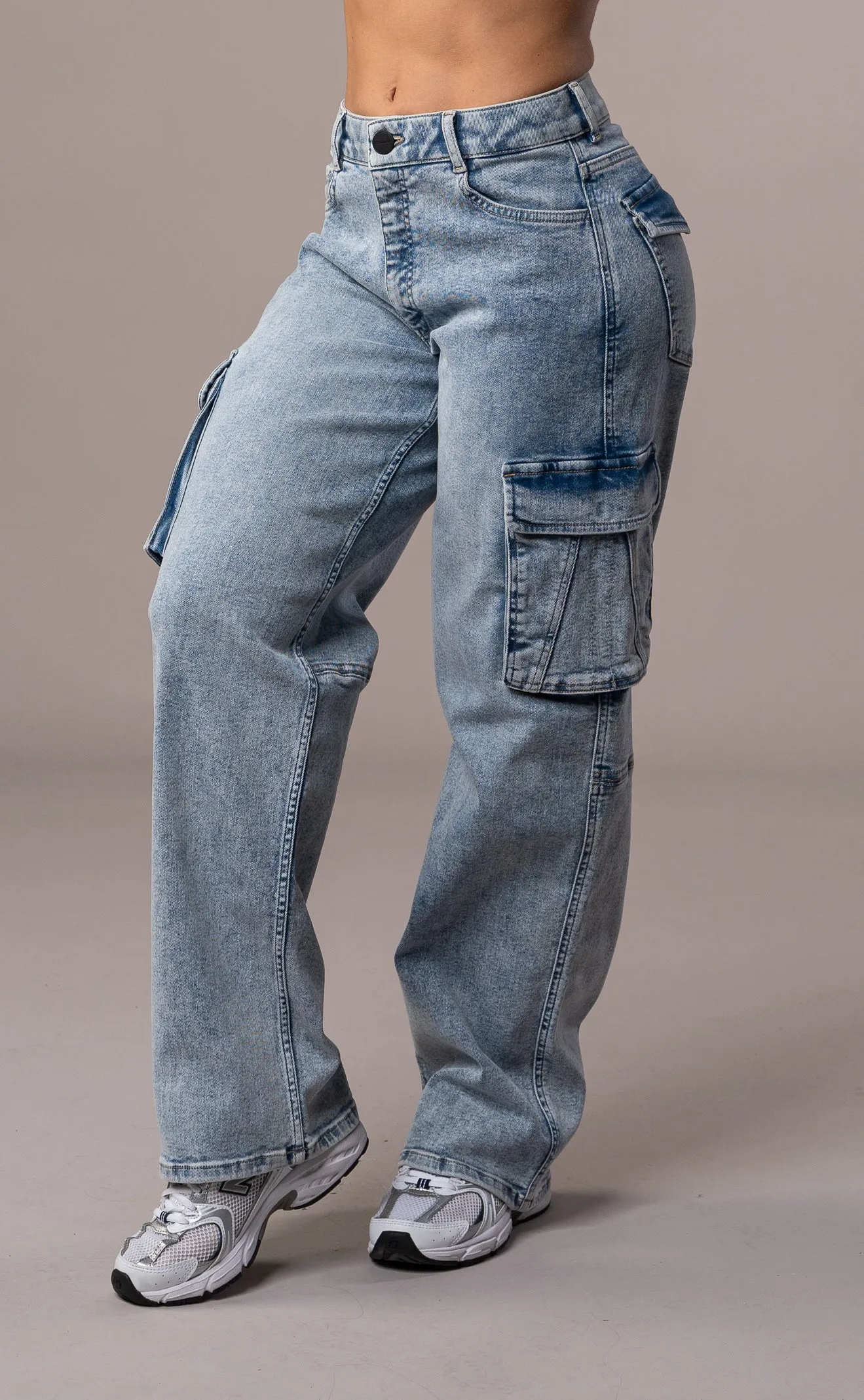 Womens Cargo Fitjeans - 80s Blue