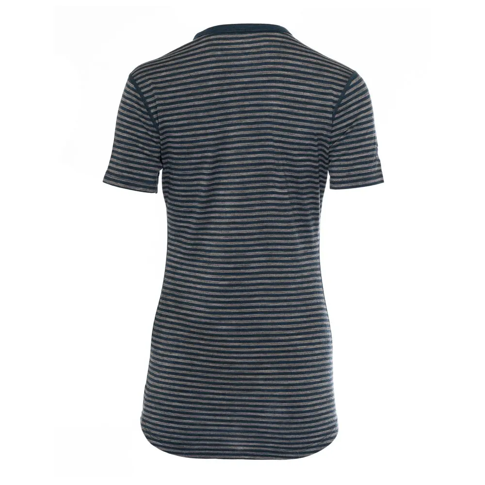 Womens Merino 150 Short Sleeve Crew (Stripe Petrol/Charcoal)