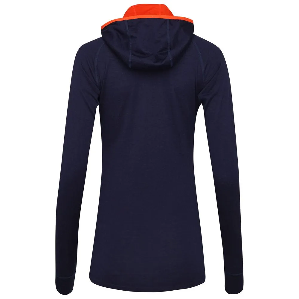 Womens Merino 200 Zip Neck Hoodie (Navy)