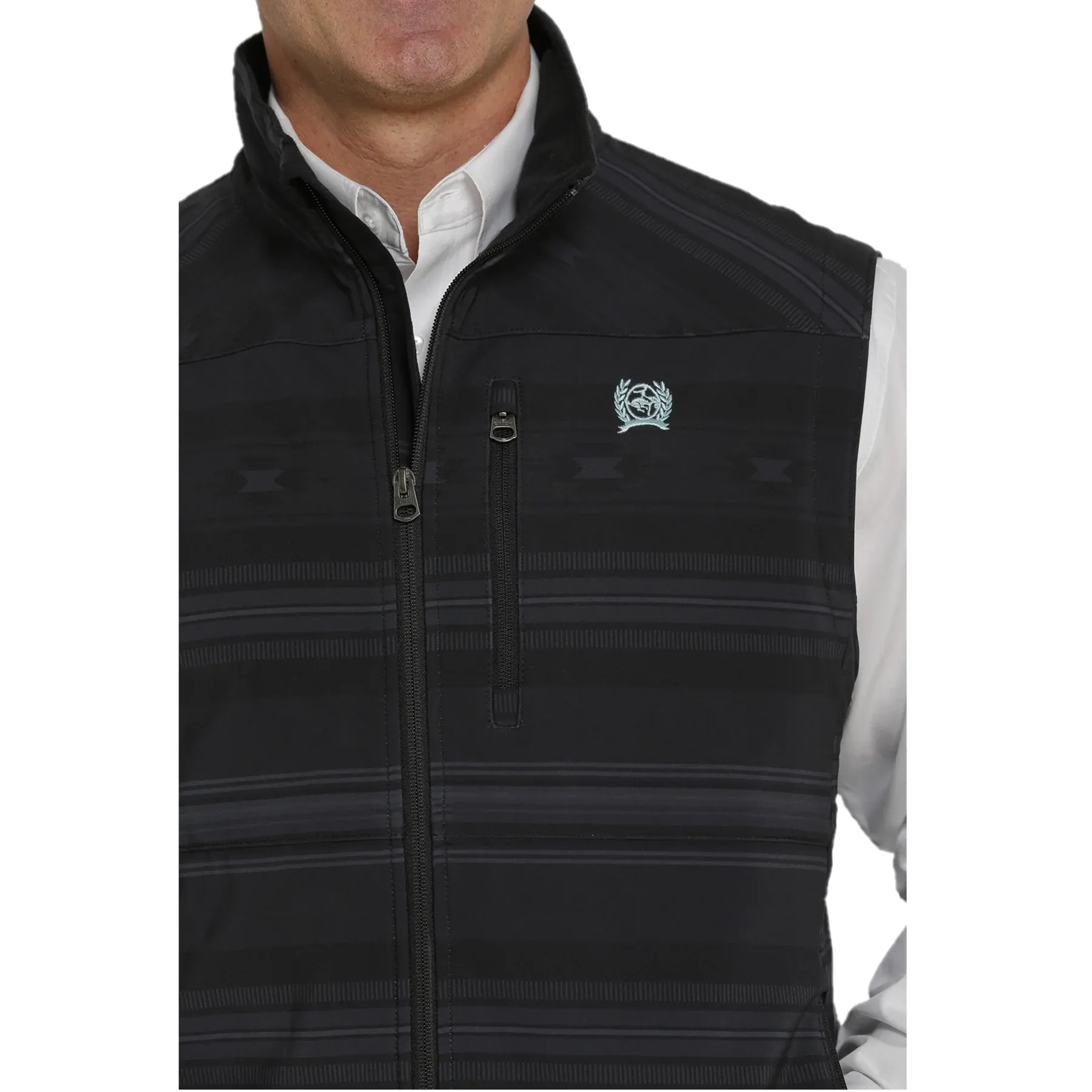 Wrangler Men's Cinch Black Aztec Printed Bonded Vest