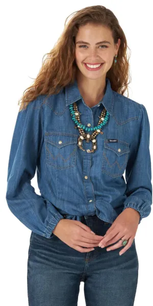 Wrangler Women's Denim  Retro Western Vintage Shirt